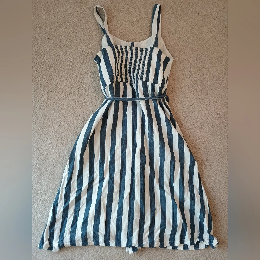 Pact Striped Blue and White Sleeveless Midi Dress - Picture 3 of 4